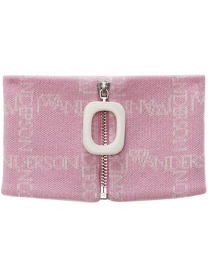 JW Anderson monogram-print merino neck scarf - Pink