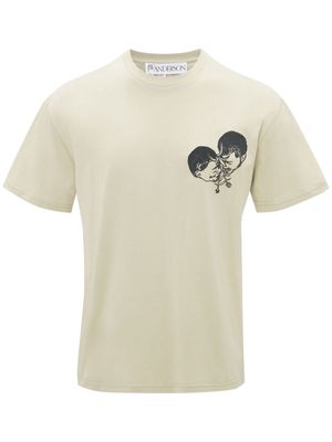 JW Anderson motif-embroidered cotton T-shirt - Neutrals