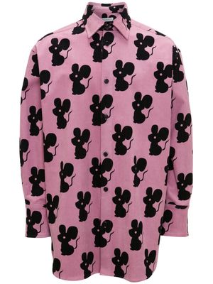 JW Anderson mouse-print corduroy shirt - Pink