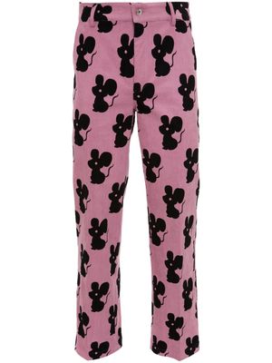JW Anderson mouse-print corduroy trousers - Pink