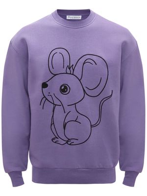 JW Anderson mouse-print cotton sweatshirt - Purple