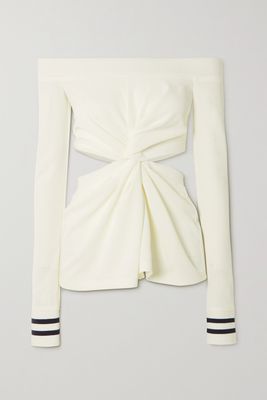 JW Anderson - Off-the-shoulder Twist-front Cutout Jersey Top - Off-white