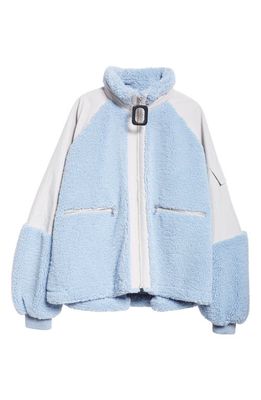 JW Anderson Oversize Mixed Media Colorblock Track Jacket in Light Blue