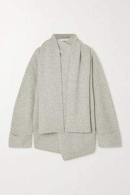 JW Anderson - Oversized Draped Ribbed Alpaca And Yak-blend Cardigan - Gray