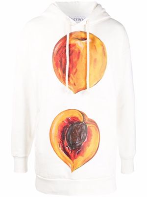 JW Anderson oversized peach-print hoodie - White