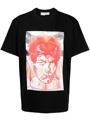 JW Anderson oversized printed face T-shirt - Black