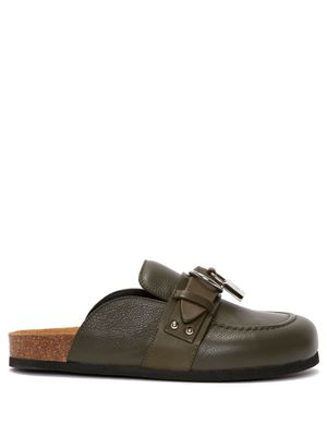 JW Anderson padlock leather mules - Green