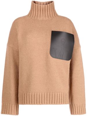 JW Anderson patch-pocket roll-neck jumper - Brown