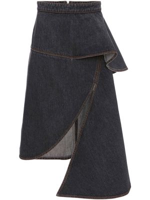 JW Anderson peplum-hem asymmetric denim skirt - Grey
