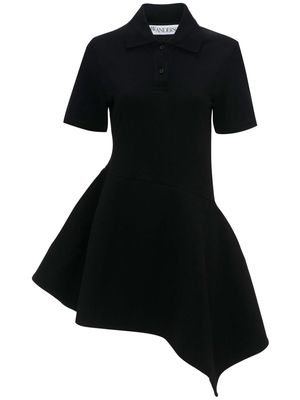 JW Anderson polo-collar cotton asymmetric dress - Black