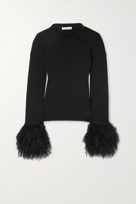 JW Anderson - Pom Pom Fringed Stretch-knit Sweater - Black