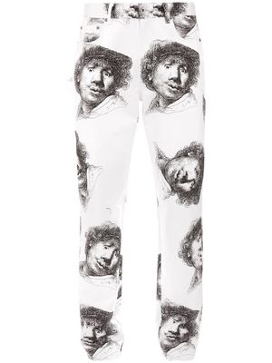 JW Anderson Rembrandt graphic-print trousers - White