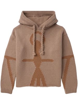 JW Anderson rope-detail intarsia-knit hoodie - Brown