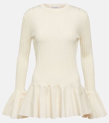 JW Anderson Ruffled ribbed-knit wool sweater