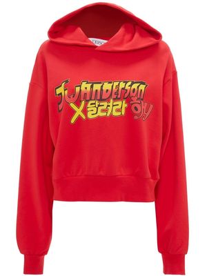 JW Anderson Run Hany cropped cotton hoodie - Red