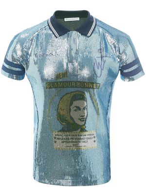 JW Anderson sequin-embellished polo shirt - Blue