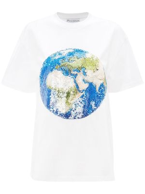 JW Anderson sequin-globe T-shirt - White