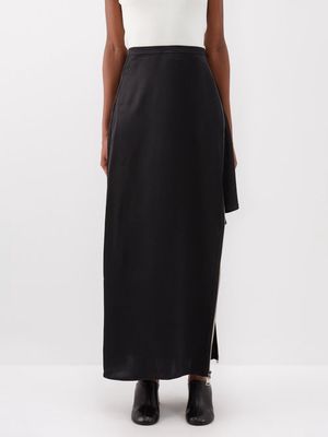 JW Anderson - Side Zip Layered Crepe Maxi Skirt - Womens - Black