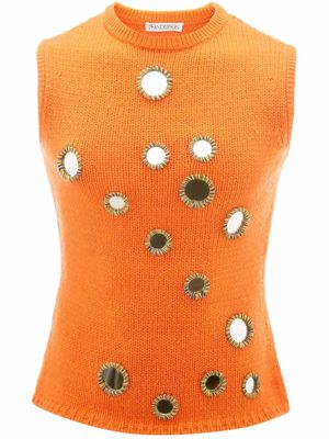 JW Anderson sleeveless mirror-detail jumper - Orange