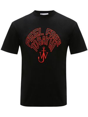 JW Anderson slogan-embroidered T-shirt - Black