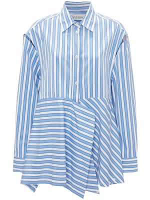 JW Anderson stripe-print draped cotton shirt - Blue