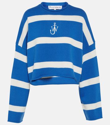 JW Anderson Striped cropped wool and cashmere sweater
