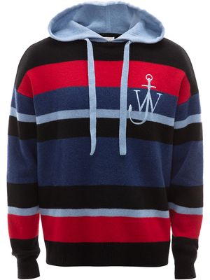 JW Anderson striped logo hoodie - Blue