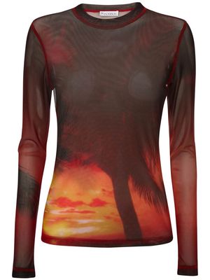 JW Anderson Sunset Palm long-sleeved top - Red