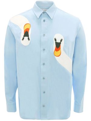 JW Anderson swan-embroidered shirt - Blue