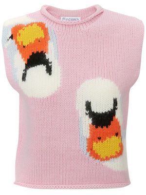 JW Anderson swan intarsia-knit cropped vest - Pink