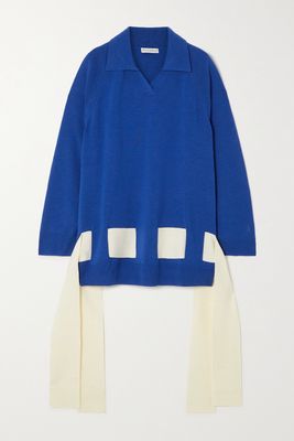 JW Anderson - Tie-detailed Merino Wool Sweater - Blue