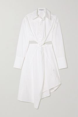 JW Anderson - Twist-front Cutout Cotton-poplin Shirt Dress - White
