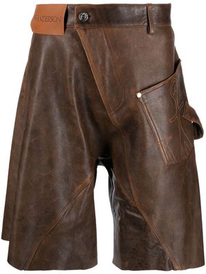 JW Anderson twisted leather shorts - Brown