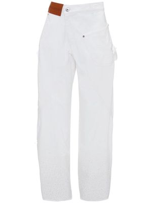 JW Anderson Twisted Workwear crystal-embellished jeans - White