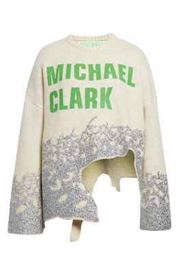 JW Anderson x Michael Clark Glitter Hem Wool Sweater in Ivory