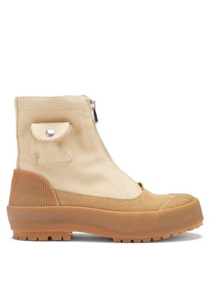 JW Anderson - Zipped Cotton-canvas Boots - Womens - Beige