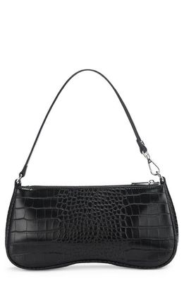 JW PEI Eva Croc Embossed Faux Leather Convertible Shoulder Bag in Black Croc