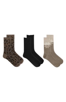 K Bell Socks 3-Pack Assorted Crew Socks in Brnas