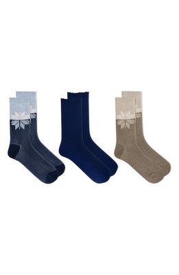 K Bell Socks 3-Pack Assorted Crew Socks in Nvast Navy Snowflake