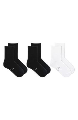 K Bell Socks 3-Pack Ribbed Short Crew Socks in Black/White 