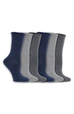 K Bell Socks 6-Pack Rib Crew Socks in Denas