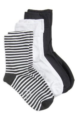 K Bell Socks Assorted 3-Pack Microfiber Crew Socks in Black/white 