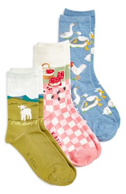 K Bell Socks Cottagecore Assorted 3-Pack Crew Socks 