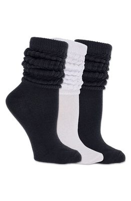 K Bell Socks Slouch 3-Pack Assorted Crew Socks in Blkwh