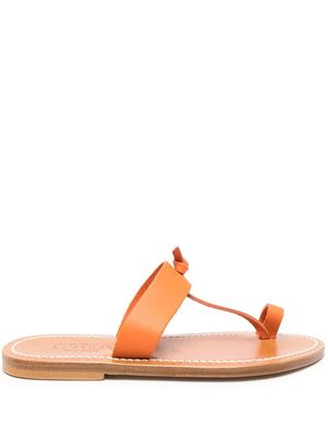 K. Jacques toe-strap flat leather slides - Orange