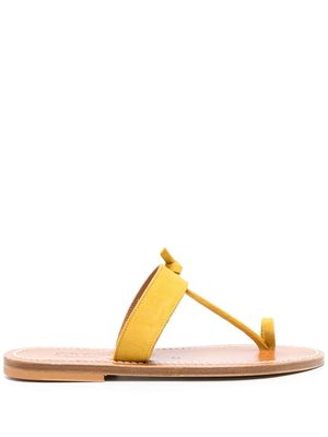 K. Jacques toe-strap flat leather slides - Yellow