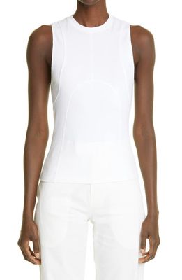 K.NGSLEY Gender Inclusive Dani Rib Stretch Cotton Tank in White 