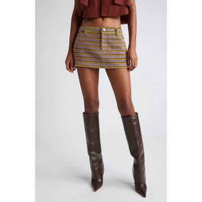 K.NGSLEY Gender Inclusive Fill Him Cutout Wool Blend Chenille Miniskirt in Brown Multi 