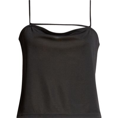 K.NGSLEY Gender Inclusive Kami Cowl Neck Crepe Camisole in Black 