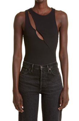 K. NGSLEY Gender Inclusive R3 Cutout Ribbed Stretch Cotton Tank in Black